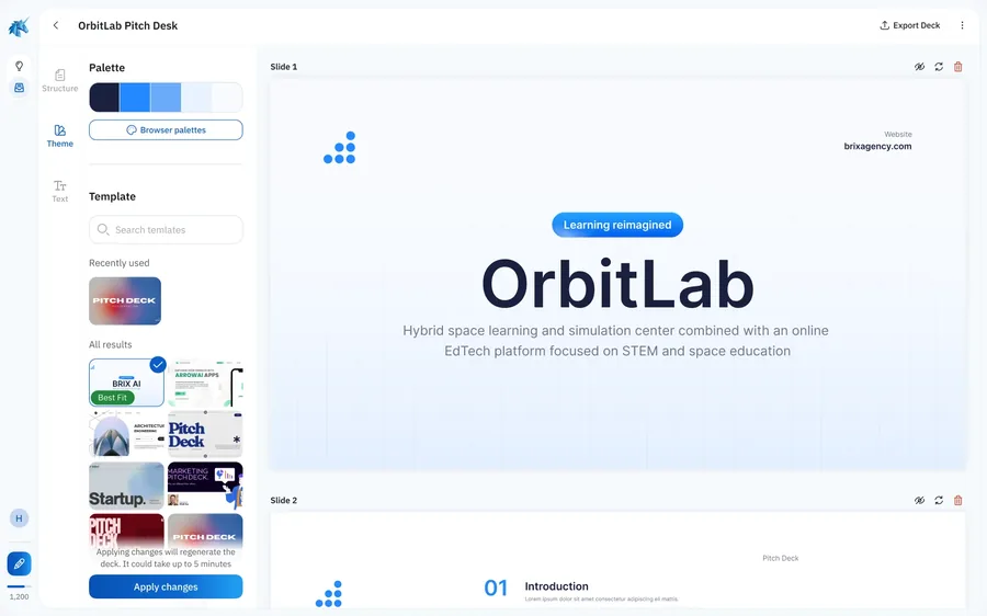 Pitch deck editor