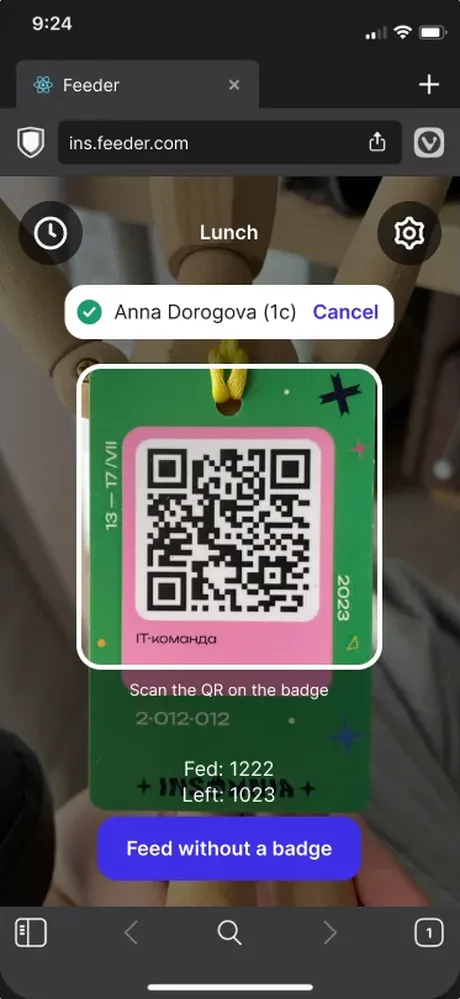 Kitchen badge scanner